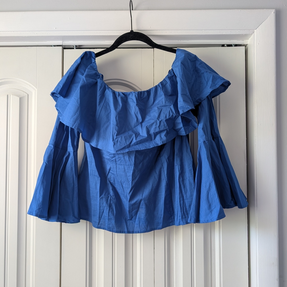 NYTT Royal Blue Ruffle Blouse